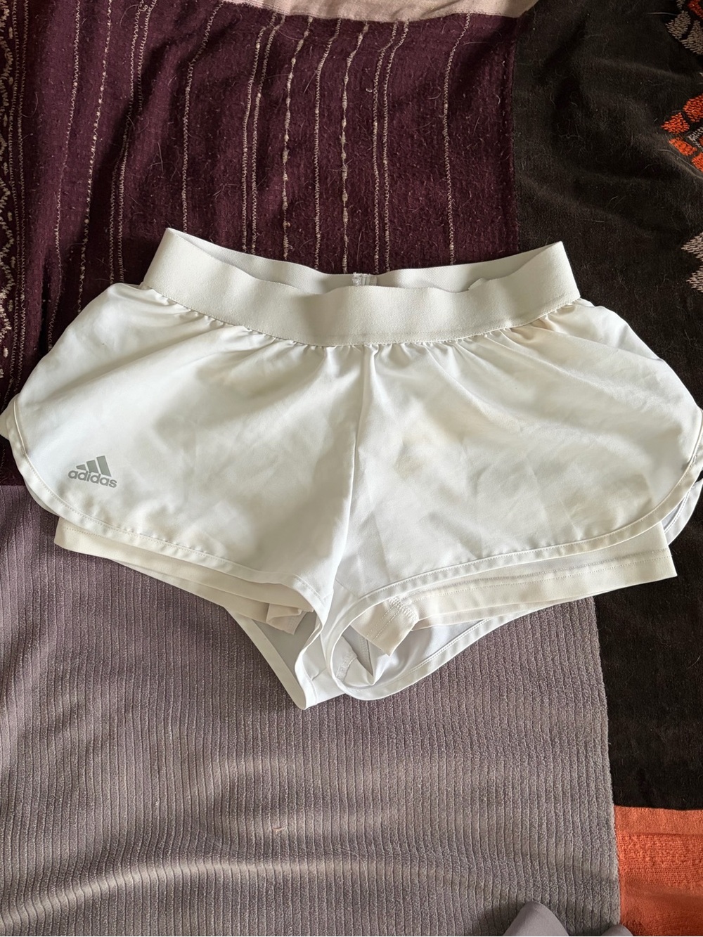 adidas Women's White Athletic Running Shorts with Elastic Waistband